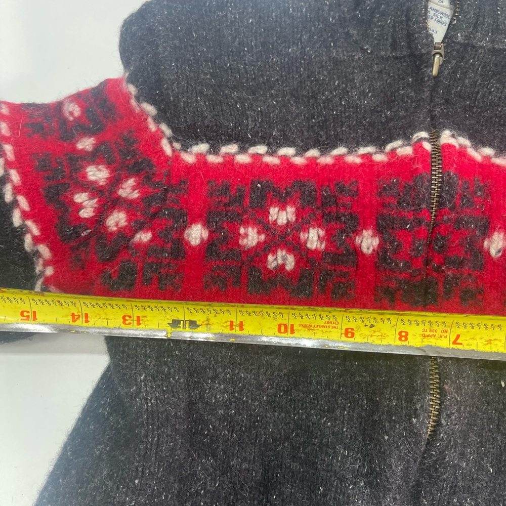 Vintage Eagle's Eye Cardigan Zip Sweater Nordic Fair Isle Wool Silk Shrunken XS - Picture 4 of 8